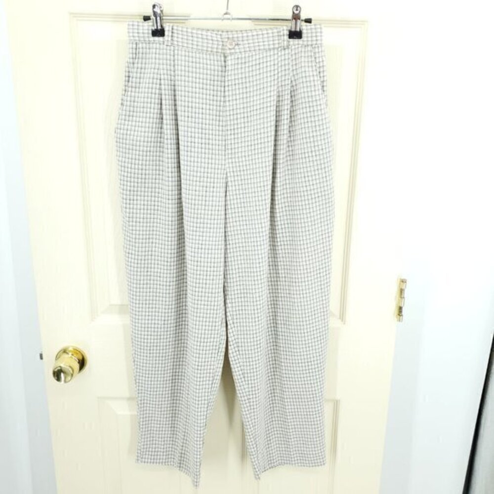 VTG Briggs Petite Pleated High Rise Linen-Blend Trousers MP Cream/Tan